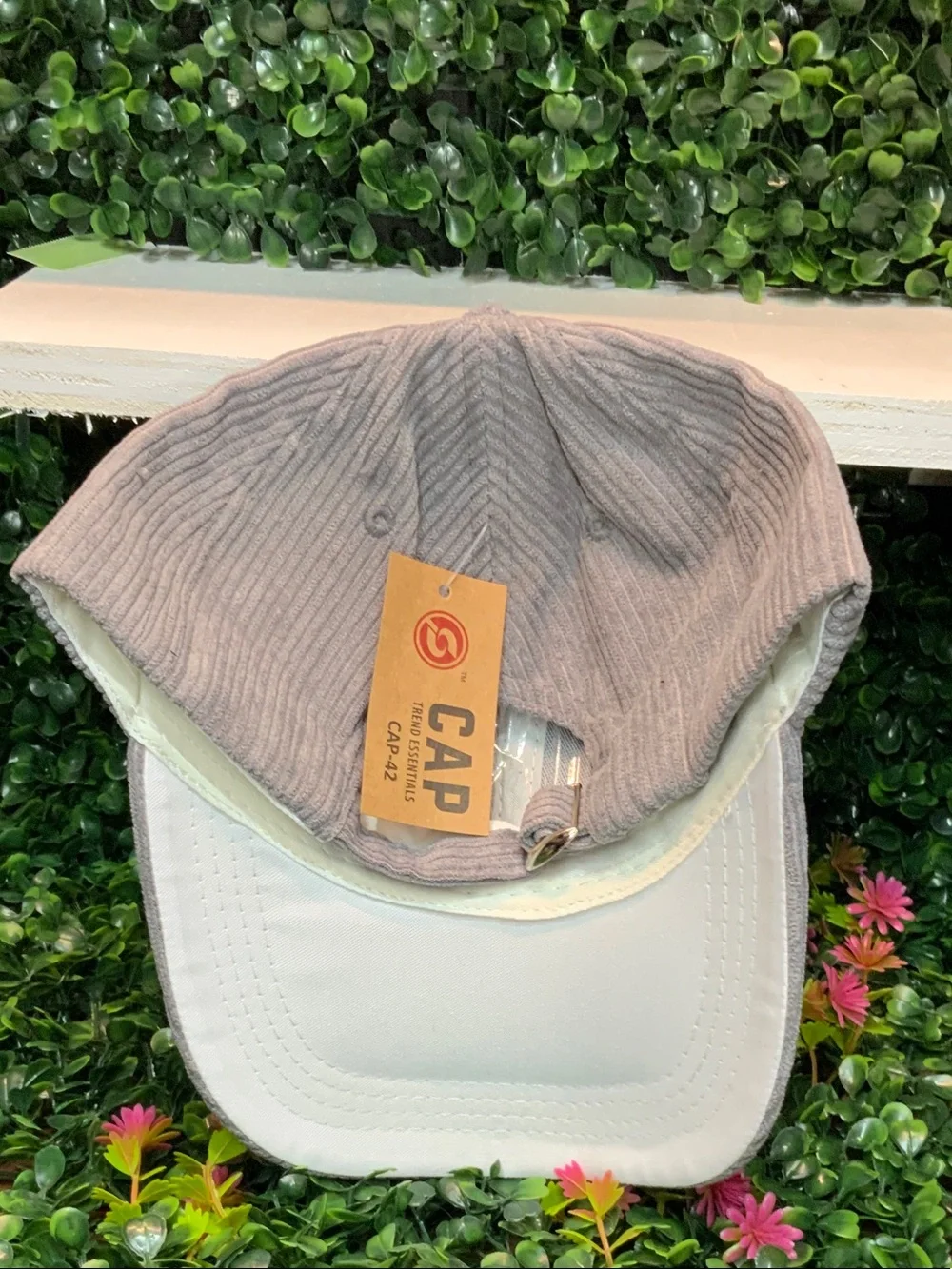 Essentials Light Gray Corduroy Baseball Cap